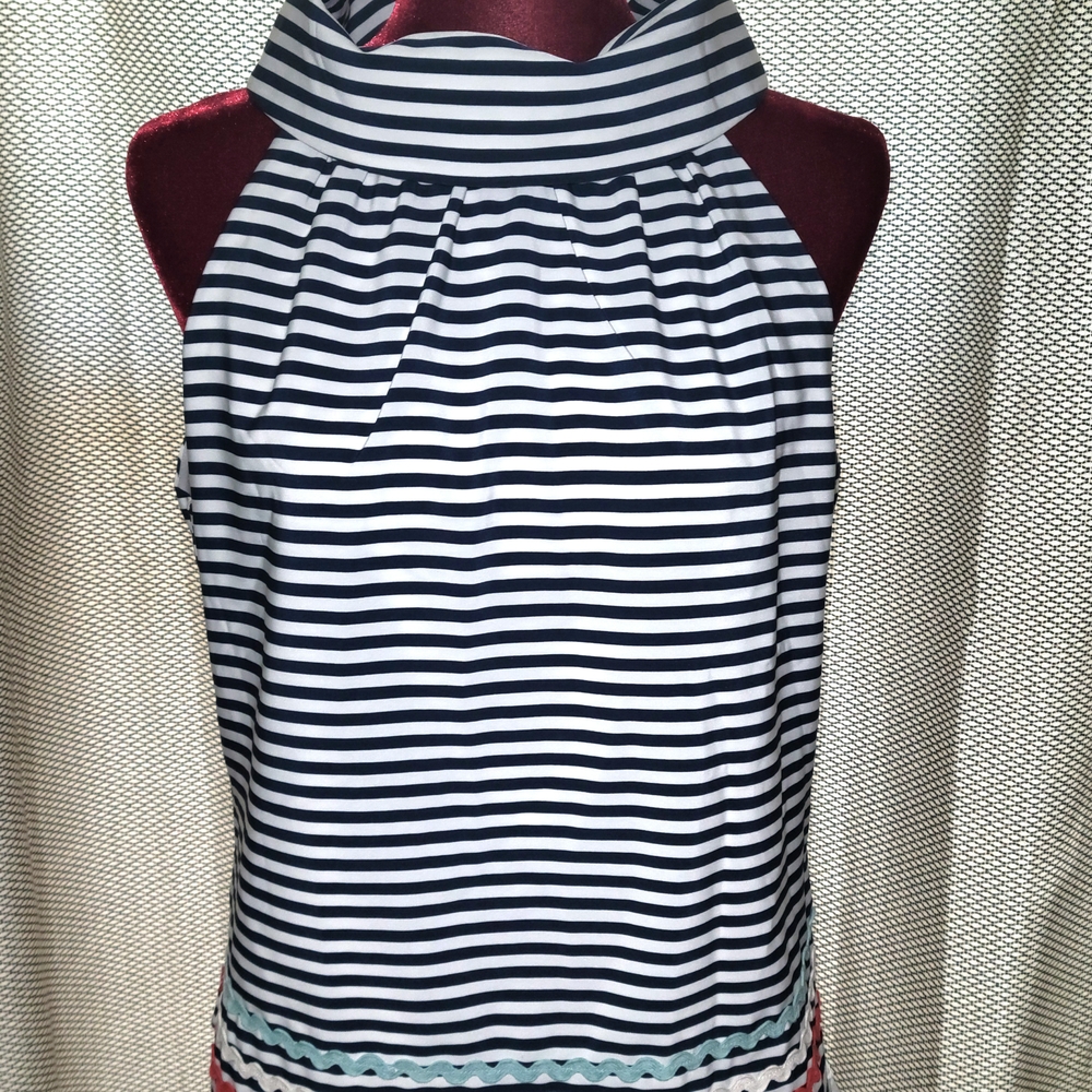 Sail to Sable Navy and White Striped Tank Top